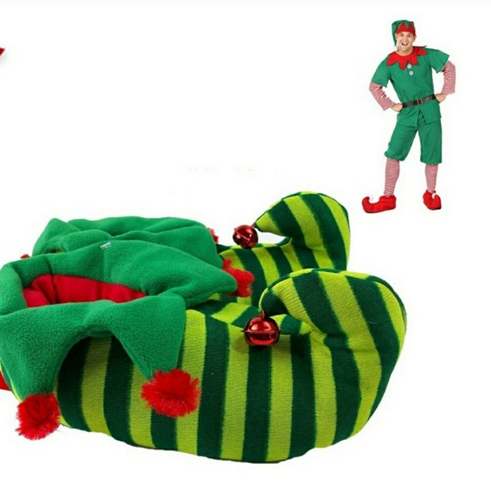 Holiday Unisex Elf Shoe Slipper with Jingle Bells